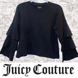 JUICY COUTURE BLACK LABEL Cropped Tiered Sleeve Cotton Sweatshirt, Size XS
